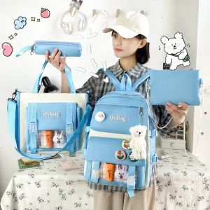 Men's Primary Junior High College Canvas Contrast Backpacks