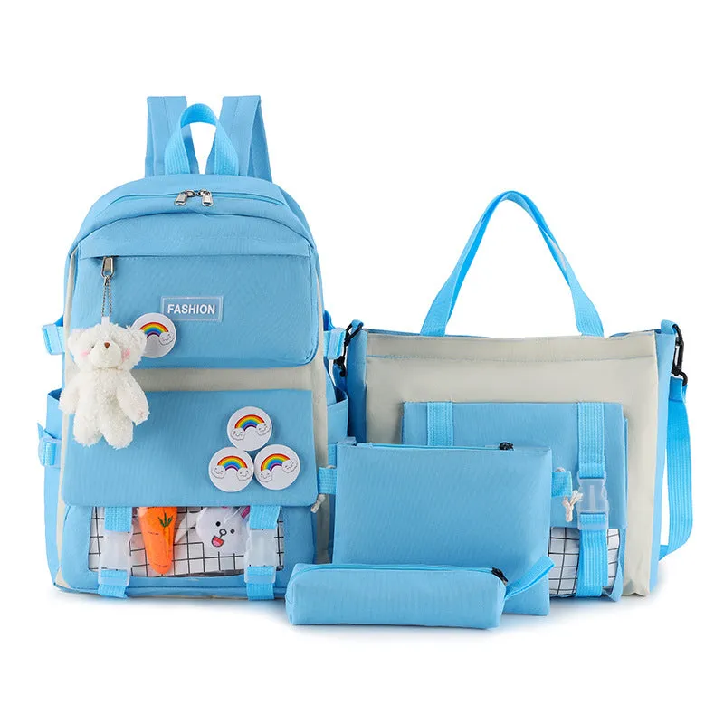 Men's Primary Junior High College Canvas Contrast Backpacks