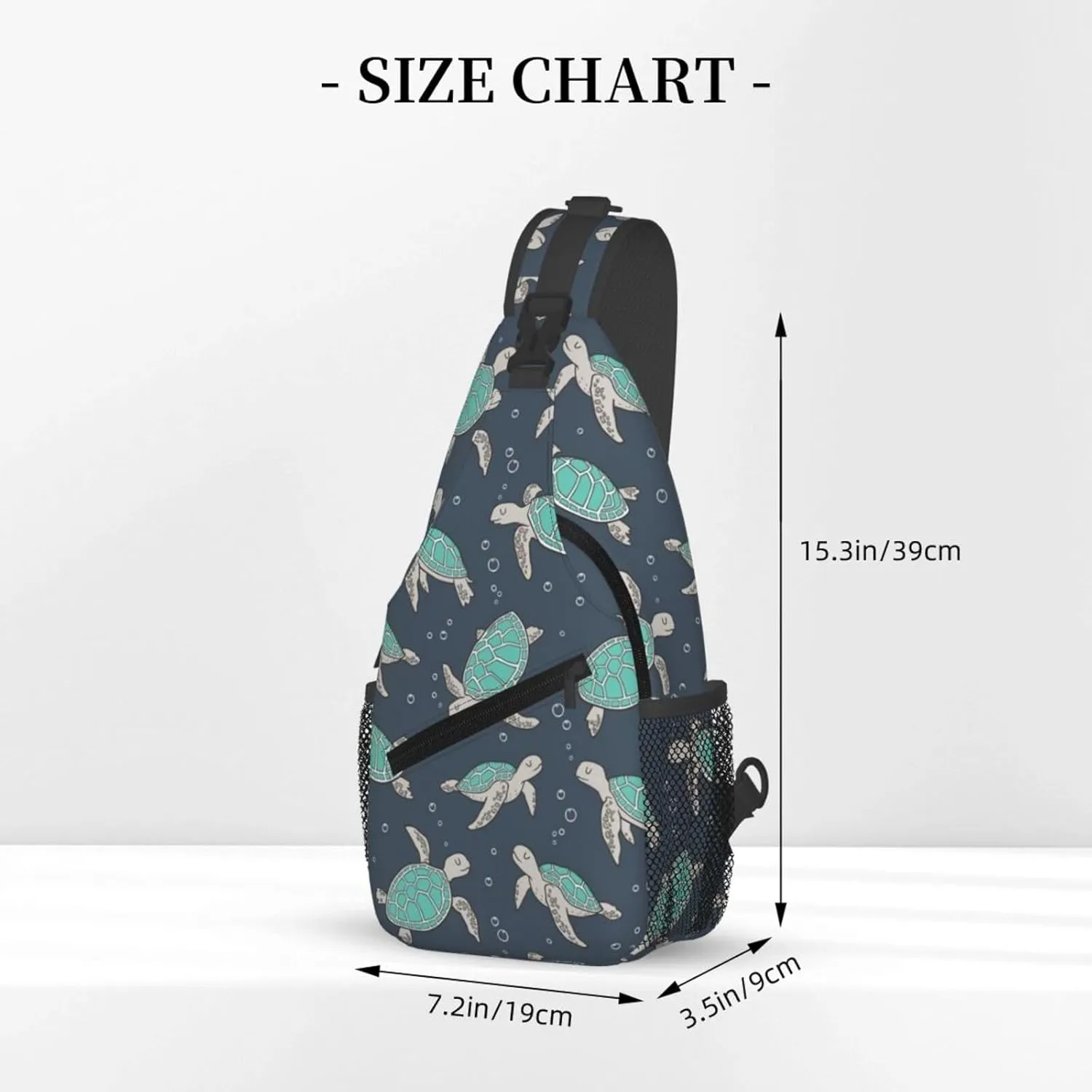 Mens Sling Bag Shoulder Backpacks for Sea Turtles Green Chest Bags, Anti Theft Crossbody Bag Multi Purpose Daypacks for Hiking Sports