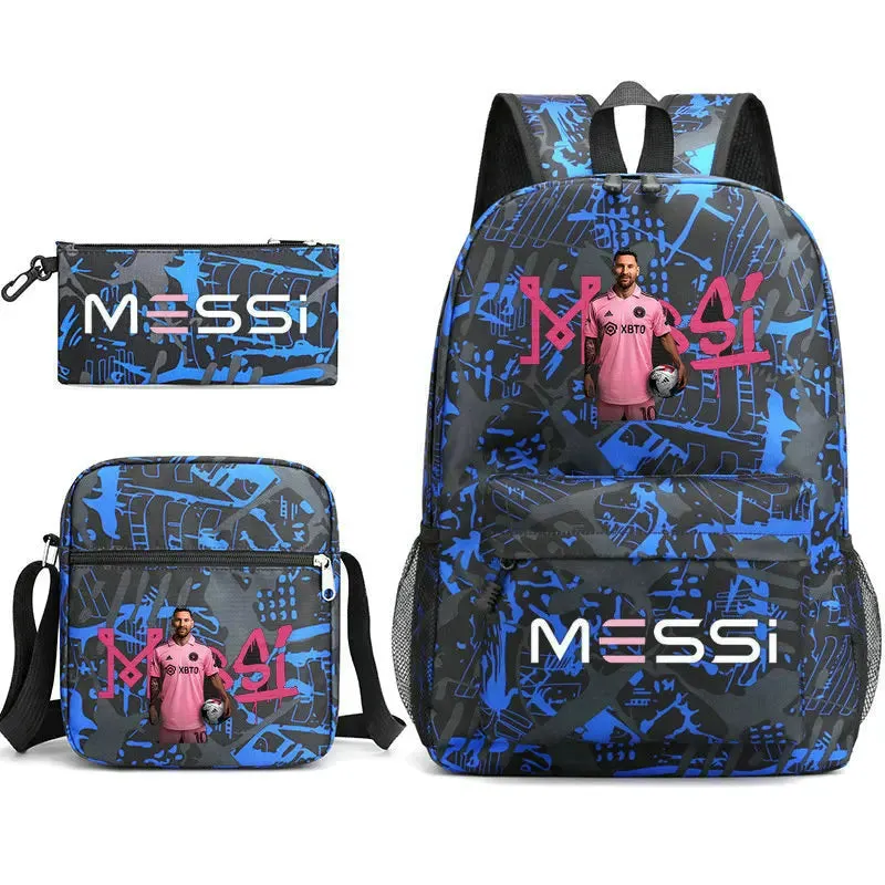 Messi 3pcs School Bag Lightweight Sports Backpacks Simple Capacity Women Men Outdoor Travel Backpacks Teens Laptop  Shoulder Bag
