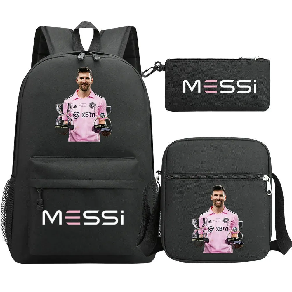 Messi 3pcs School Bag Lightweight Sports Backpacks Simple Capacity Women Men Outdoor Travel Backpacks Teens Laptop  Shoulder Bag