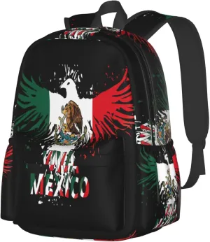 Mexico Eagle Mexican MX National Flags Laptop Backpack Work Travel Backpacks Business Rucksack Casual Outdoor Daypack with Adjustable Strap Bags for Sports Office Gym Hiking