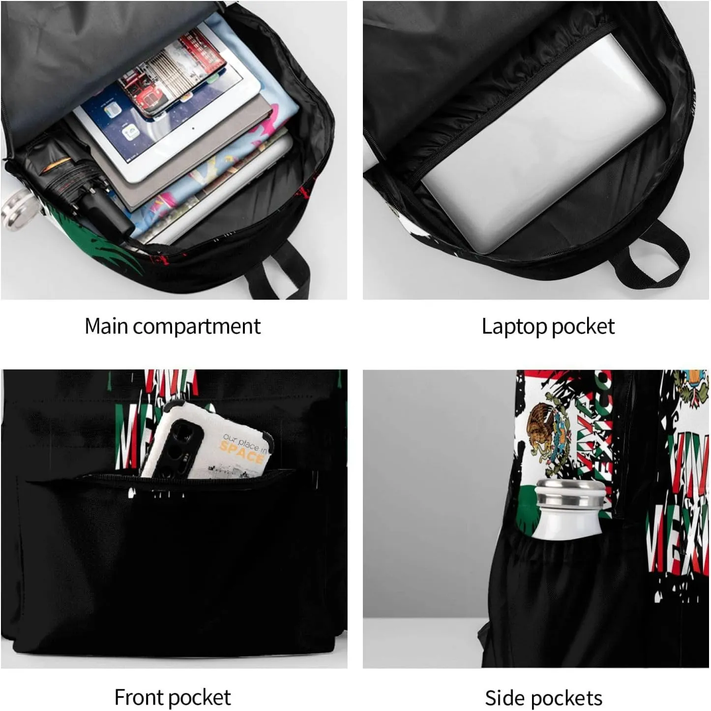 Mexico Eagle Mexican MX National Flags Laptop Backpack Work Travel Backpacks Business Rucksack Casual Outdoor Daypack with Adjustable Strap Bags for Sports Office Gym Hiking