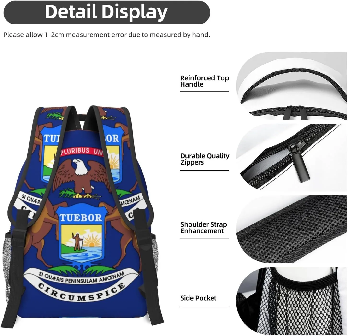 Michigan State Flag Backpacks For Women Men,Travel Laptop Back Pack 16.5 Inch,Work Bag Personal Item Book Bags