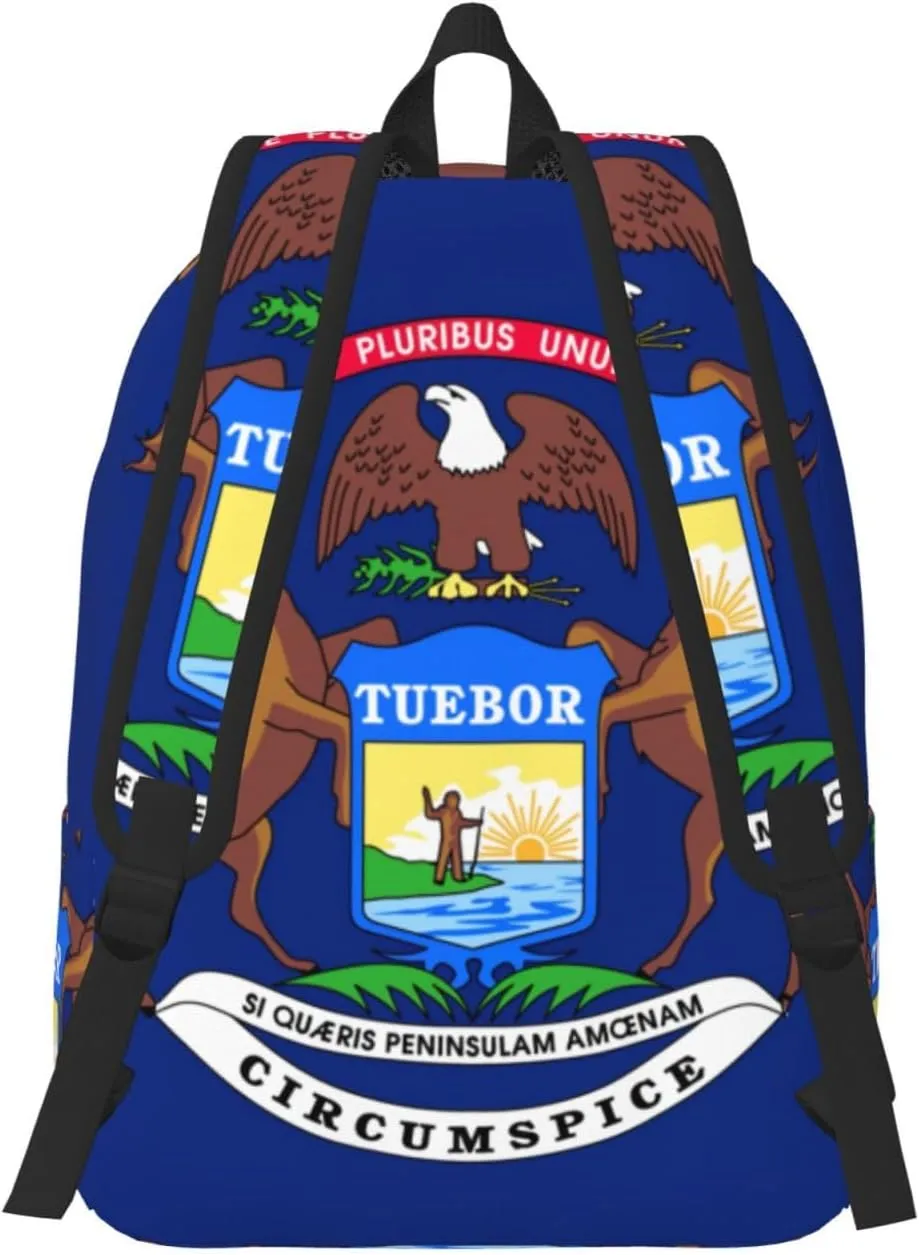 Michigan State Flag print Backpack Travel Backpacks for Women Men College Backpack Computer Bag for Travel
