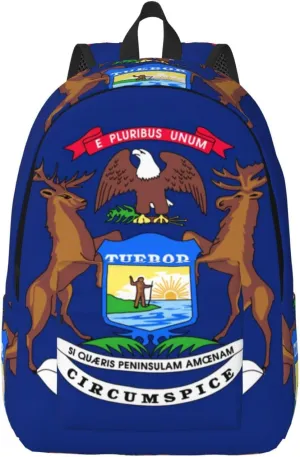 Michigan State Flag print Backpack Travel Backpacks for Women Men College Backpack Computer Bag for Travel