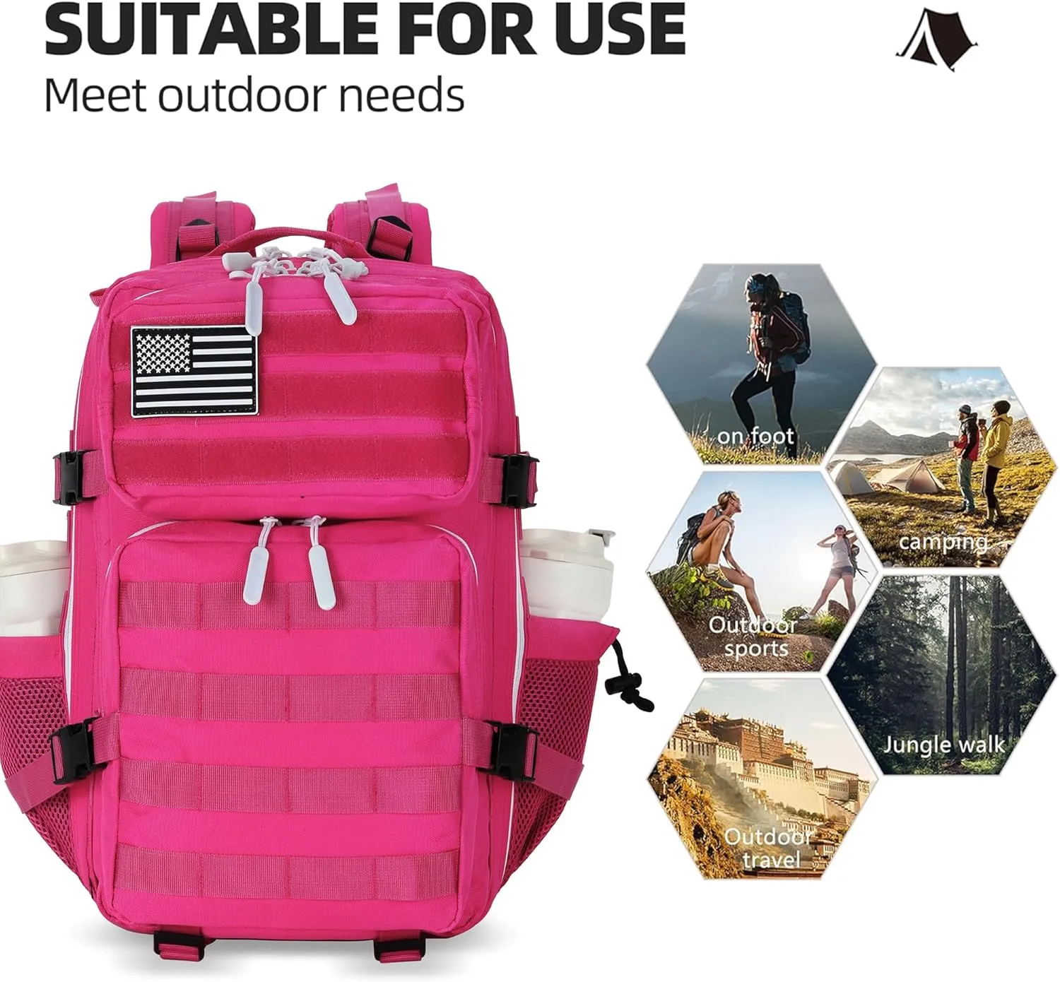 Military 45L Tactical Assault Backpack 3 day assault pack with Molle Waterproof backpack Rucksack for Tactical Backpacks