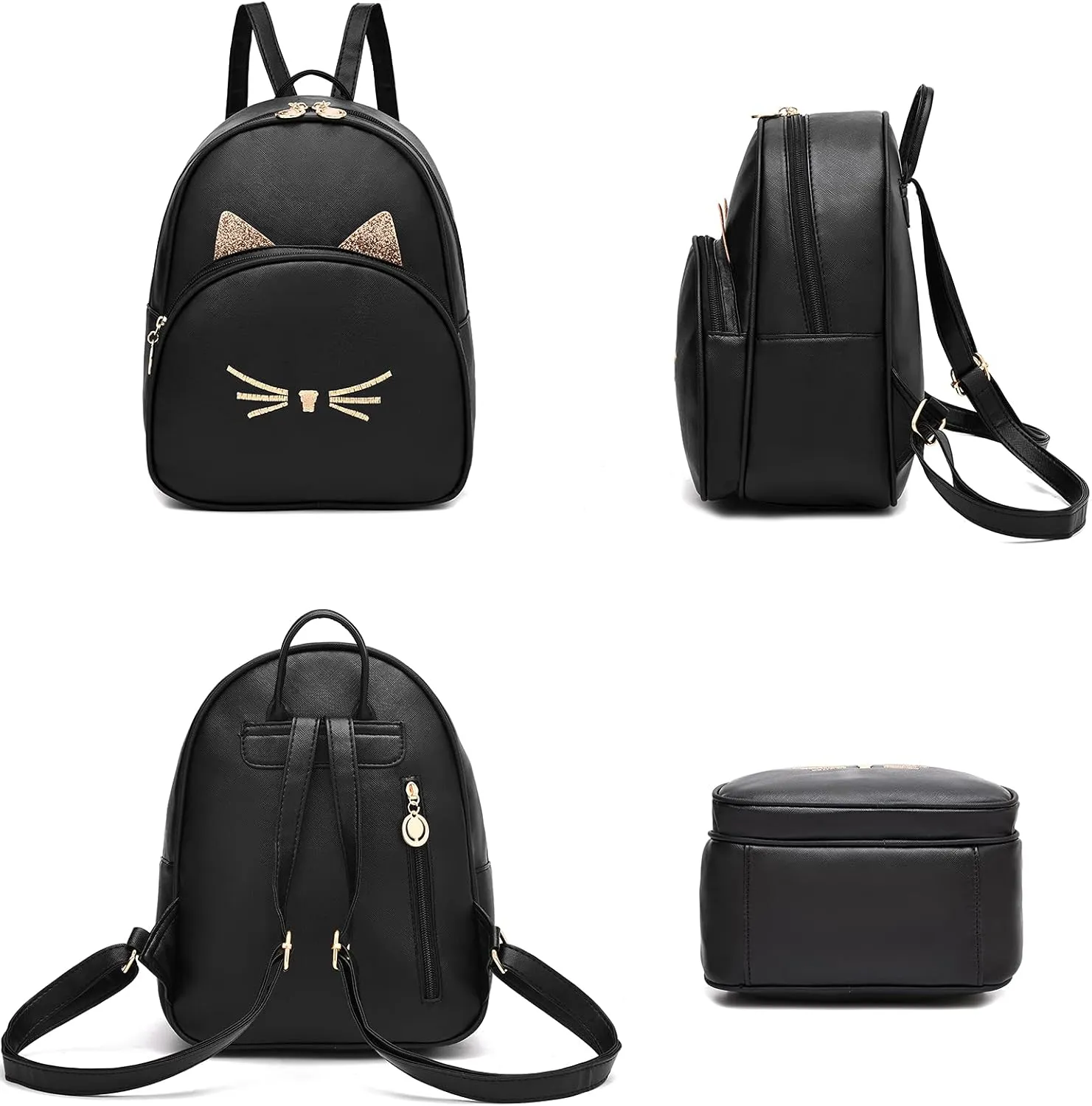 Mini Backpack Purse for Women Small Fashion Backpack for Ladies PU Leather Shoulder Backpacks with Cat Print