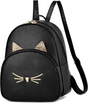 Mini Backpack Purse for Women Small Fashion Backpack for Ladies PU Leather Shoulder Backpacks with Cat Print