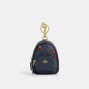 Mini Court Backpack Bag Charm In Signature Canvas With Cherry Print