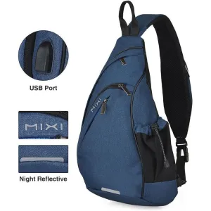 Mixi Men One Shoulder Backpack men Sling Bag Crossbody USB Boys Cycling Sports Travel Versatile Fashion Bag Student School
