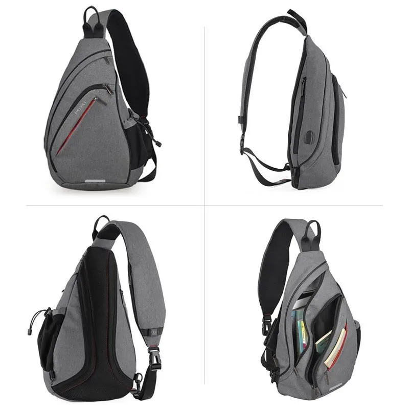 Mixi Men One Shoulder Backpack men Sling Bag Crossbody USB Boys Cycling Sports Travel Versatile Fashion Bag Student School