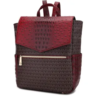 MKF Collection Backpack for Women, Vegan Leather Signature Top Handle Multi-pocket Bag Ladies Fashion Bookbag Travel Backpack