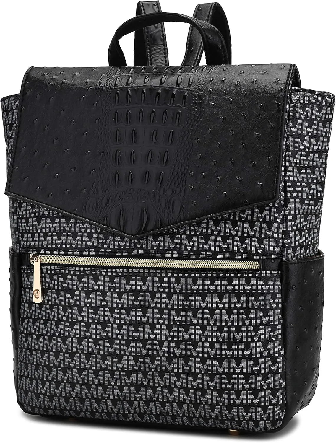 MKF Collection Backpack for Women, Vegan Leather Signature Top Handle Multi-pocket Bag Ladies Fashion Bookbag Travel Backpack