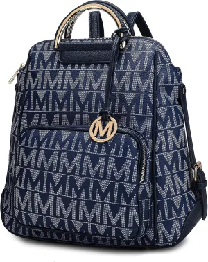 MKF Collection Signature Women Backpack, Vegan Leather Travel Bag Top-Handle Fashion Business Work Bag by Mia K