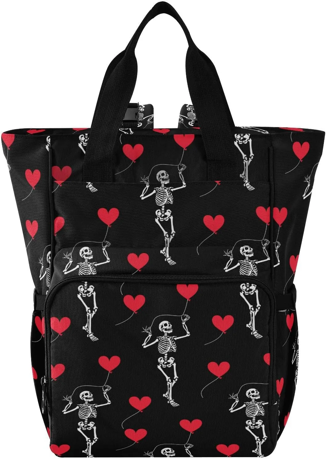 MNSRUU Diaper Bag Romantic Skull Gothic Diaper Bag Backpack Multifunction Travel Diaper Bag Tote Large Capacity Diaper Changing Backpacks for Moms Dads