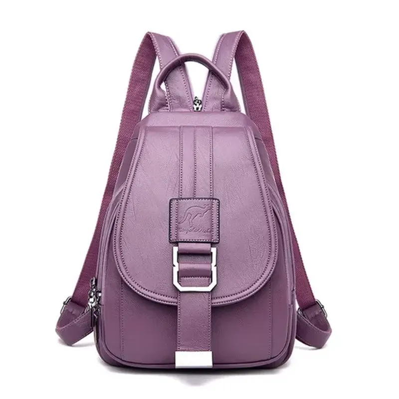 Modern Women Anti Theft Backpack Quality Leather School Shoulder Multifunction Backpack