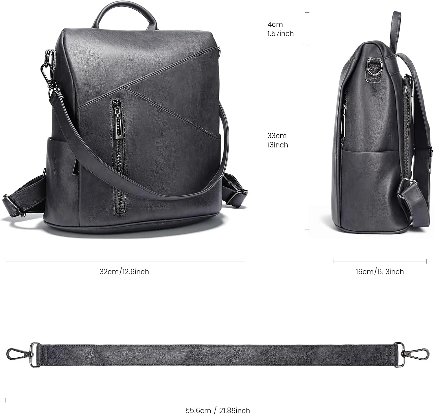 molshine Anti Theft Backpack,Fashion Casual Travel PU Leather Daypack Bag Shoulder Rucksack Handbags for Women HB041