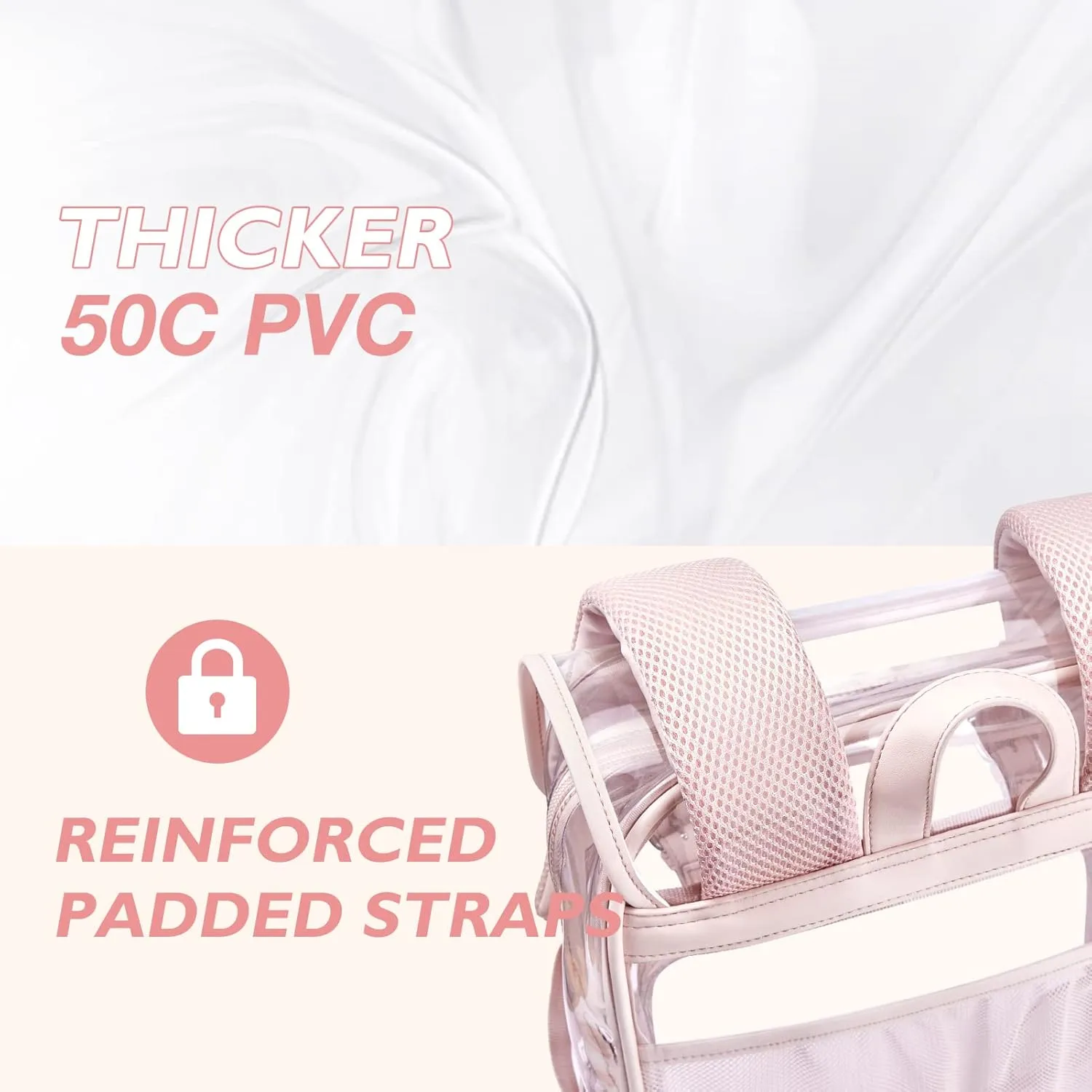 mommore Clear Backpack Heavy Duty Large Clear Backpacks for School Transparent PVC See Through Bookbag for College Work Travel