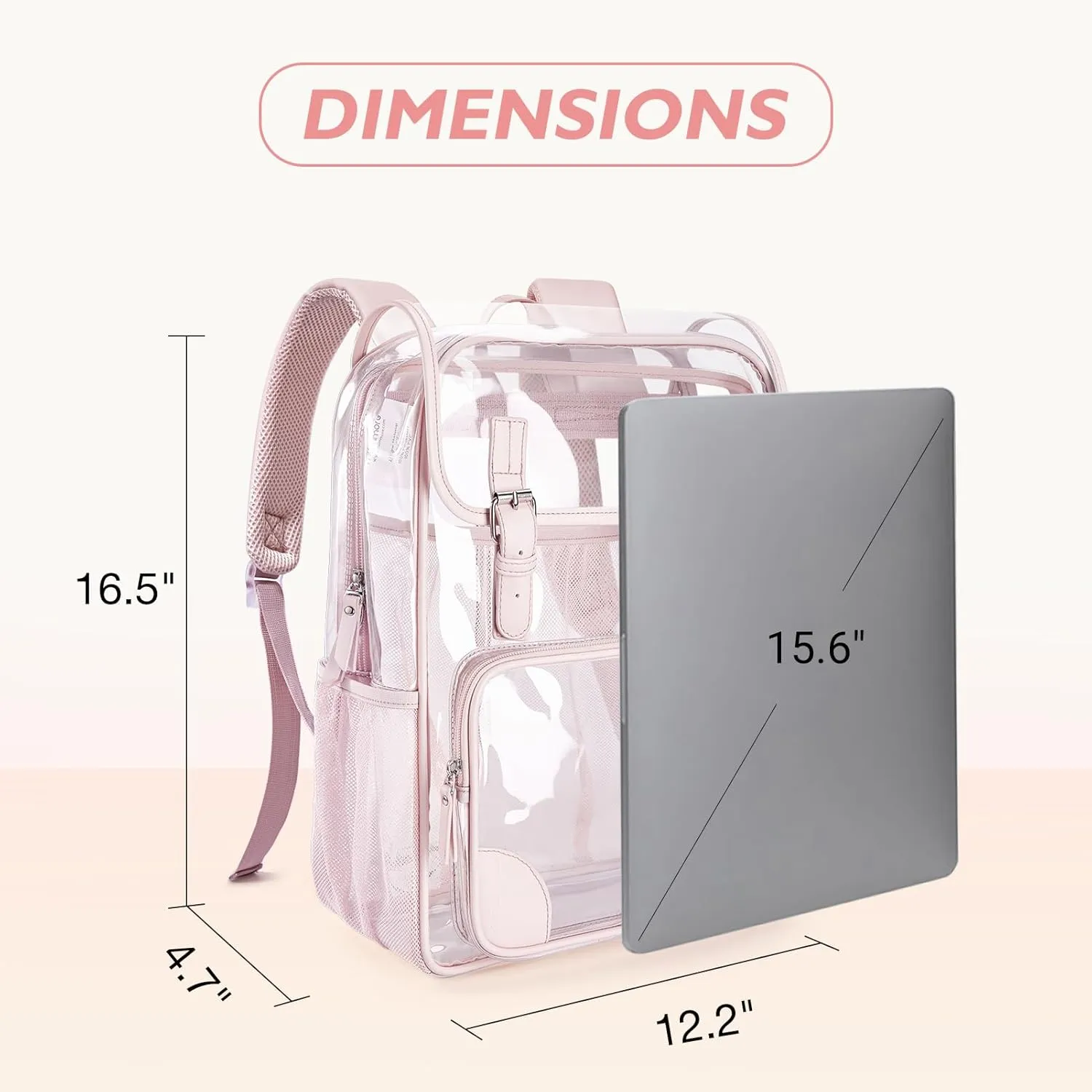 mommore Clear Backpack Heavy Duty Large Clear Backpacks for School Transparent PVC See Through Bookbag for College Work Travel