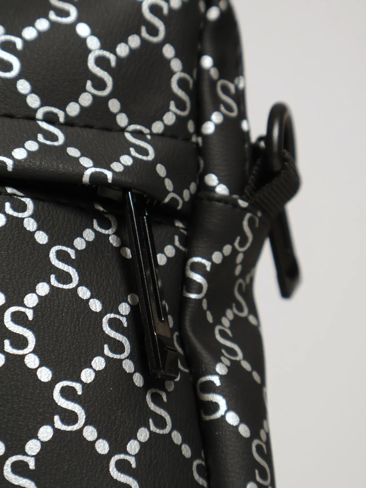 Mono Print Crossbody Bag - Black