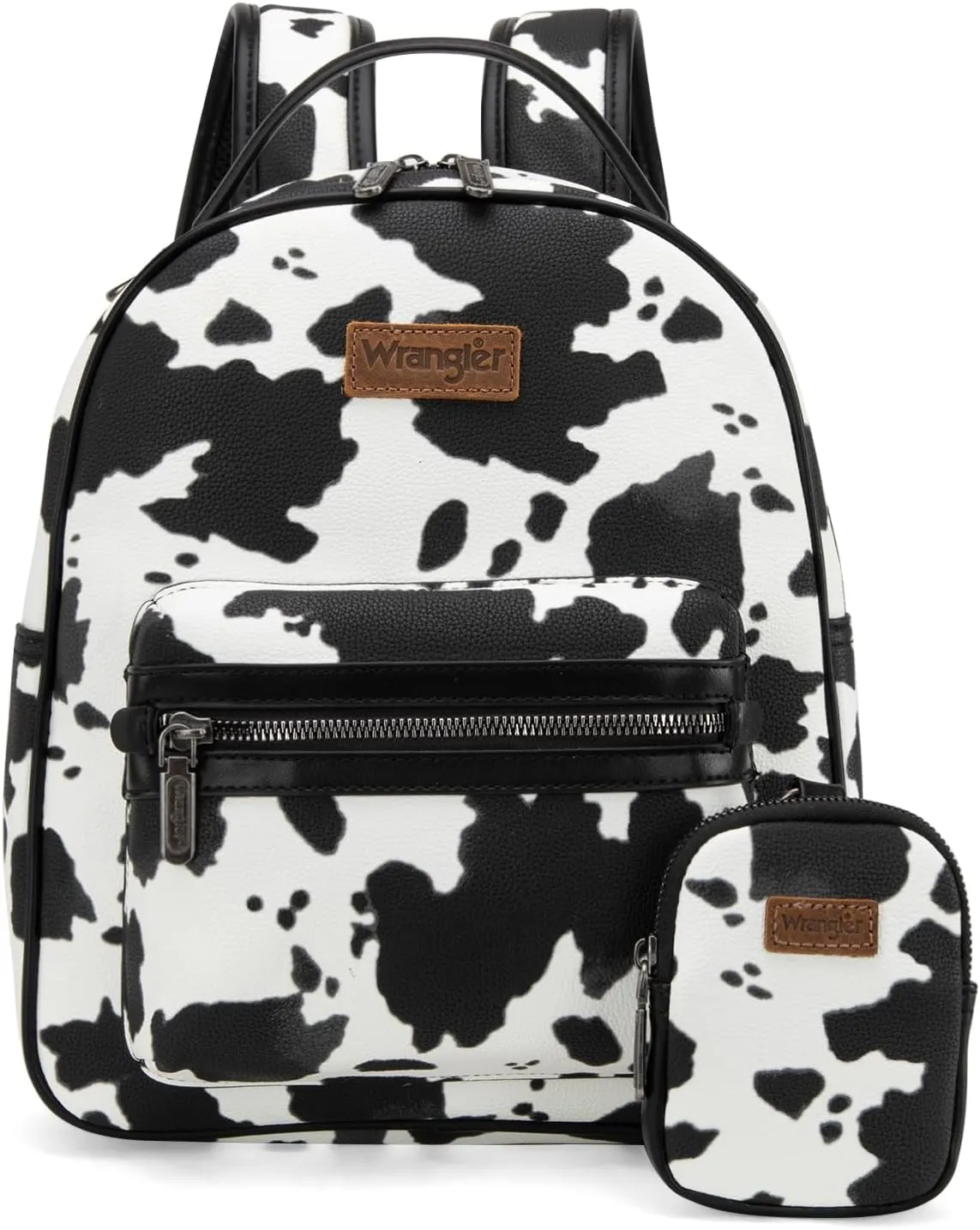 Montana West Wrangler Cow Print Backpack Cute Daypacks Large Bookbag Purse for Women WG133-8603BK