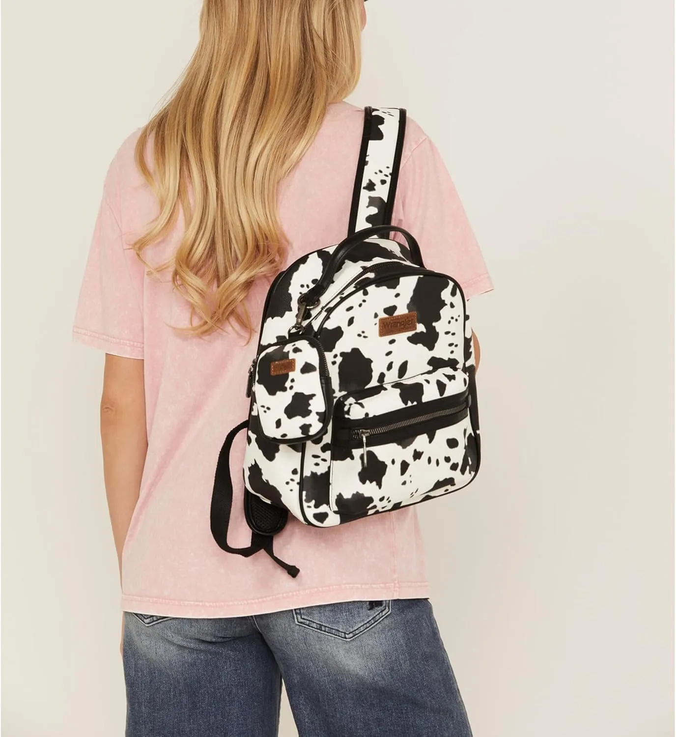 Montana West Wrangler Cow Print Backpack Cute Daypacks Large Bookbag Purse for Women WG133-8603BK