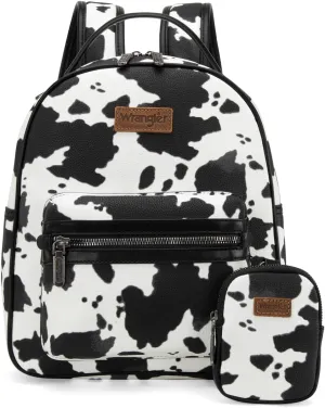 Montana West Wrangler Cow Print Backpack Cute Daypacks Large Bookbag Purse for Women WG133-8603BK