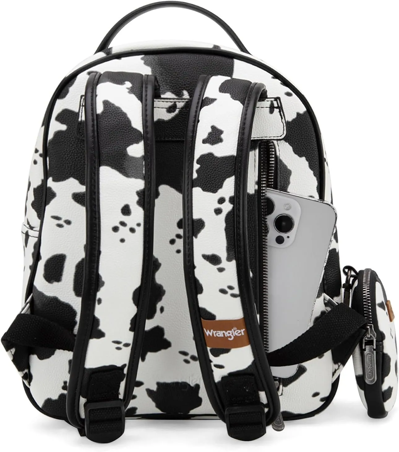 Montana West Wrangler Cow Print Backpack Cute Daypacks Large Bookbag Purse for Women WG133-8603BK