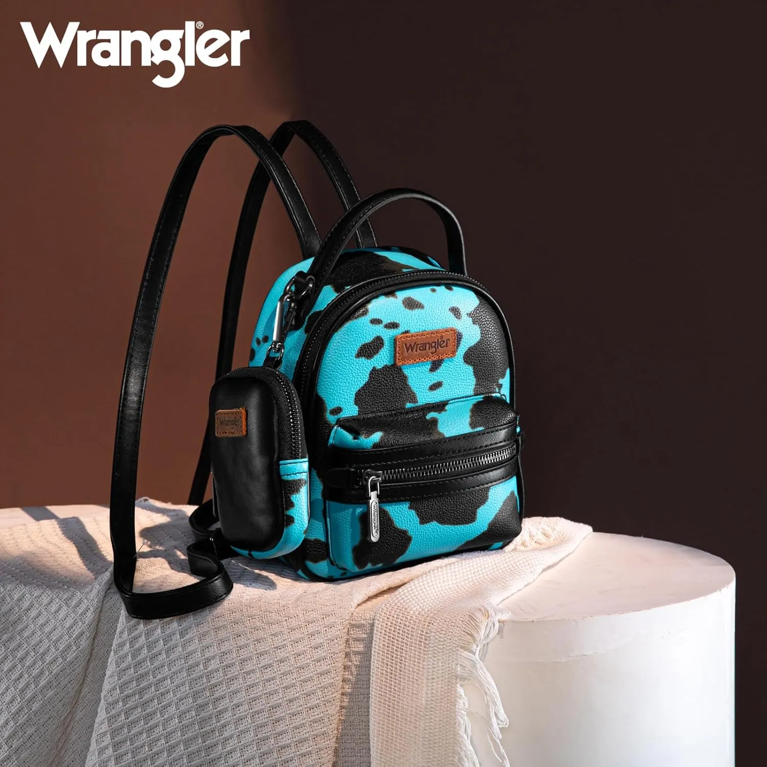Montana West Wrangler Mini Backpack Cute Cow Print Backpack Purse for Girls and Women, Turquoise WG133-8600TQ