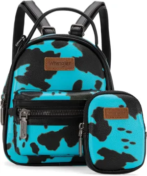 Montana West Wrangler Mini Backpack Cute Cow Print Backpack Purse for Girls and Women, Turquoise WG133-8600TQ