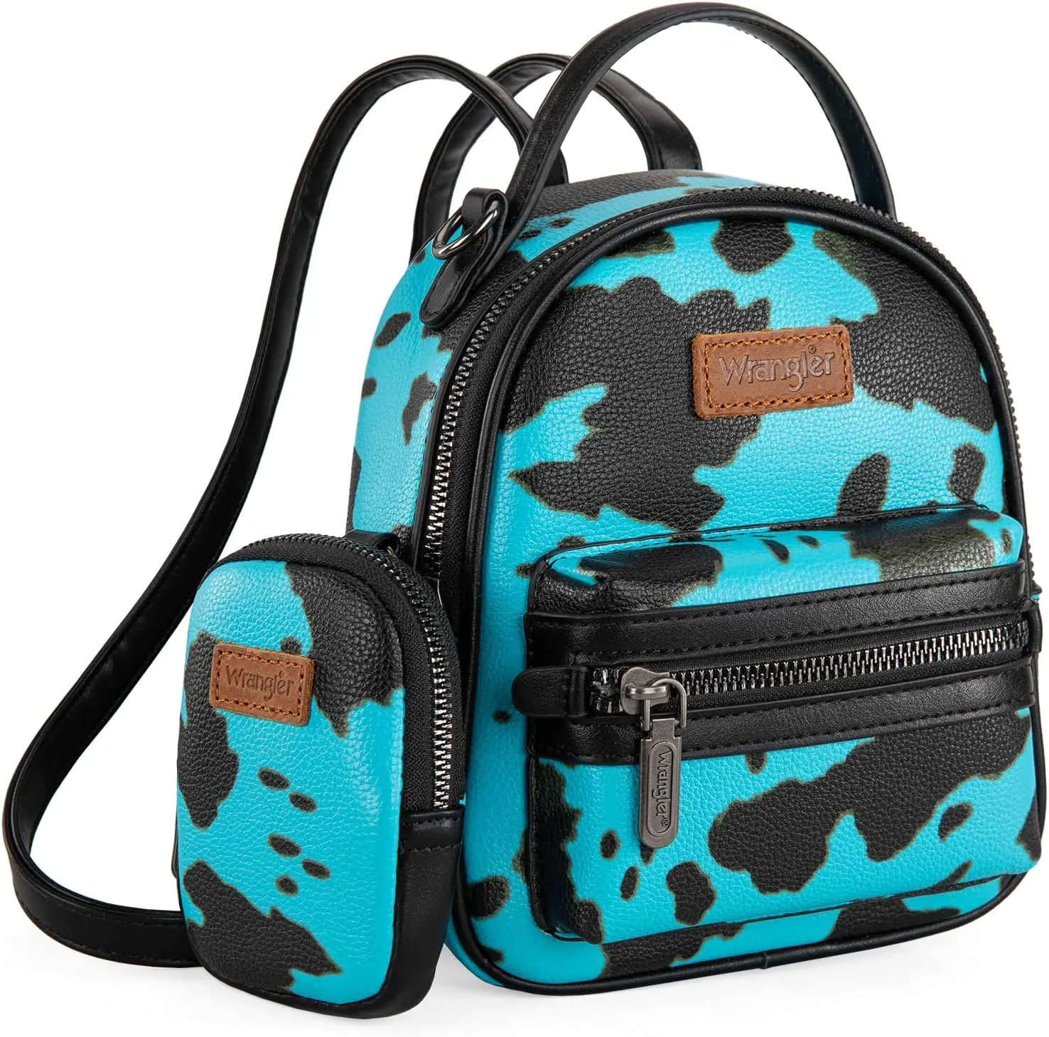 Montana West Wrangler Mini Backpack Cute Cow Print Backpack Purse for Girls and Women, Turquoise WG133-8600TQ