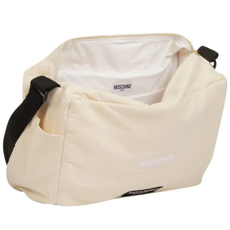Moschino Baby - Diaper Bag With Changing Mt Bear Logo Print, Beige