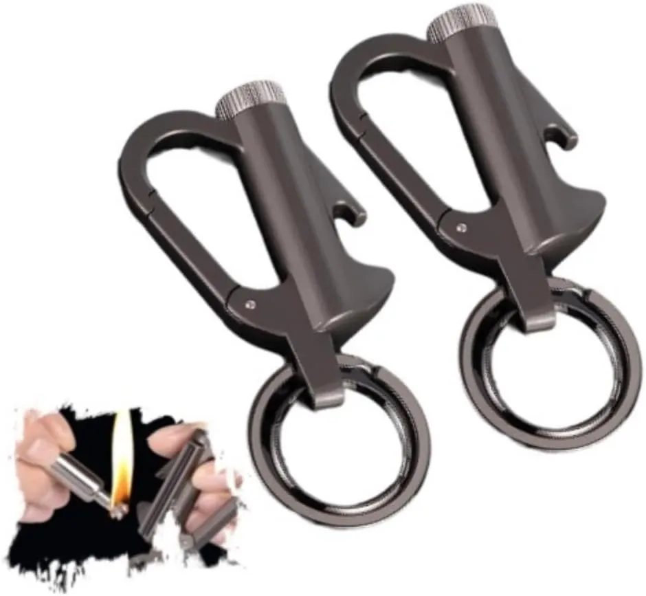 Multi-Function Kerosene Lighter Keychain with 10,000-Strike Matches - Outdoor & Camping Enthusiasts