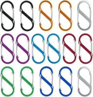 Multi-Use Carabiner Clips, Lightweight Locking Carabiner Clip,S-Type Spring Snap Keychain Hook(16 Pcs Multicolor)