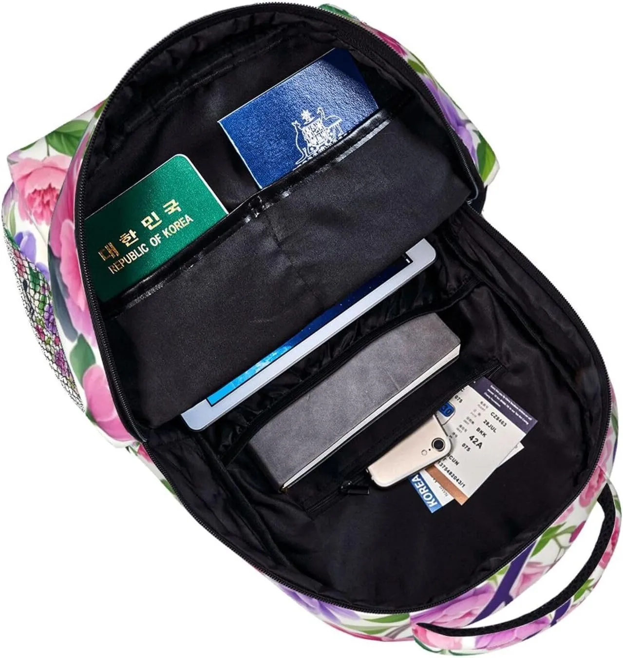 Musical Notes Flowers Adult Backpacks 15 Inch Laptop Backpack Travel Bag for Men Women Gifts