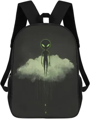 Mysterious Aliens 17 Inches Travel Backpacks Funny Shoulder Bag Lightweight Daypack