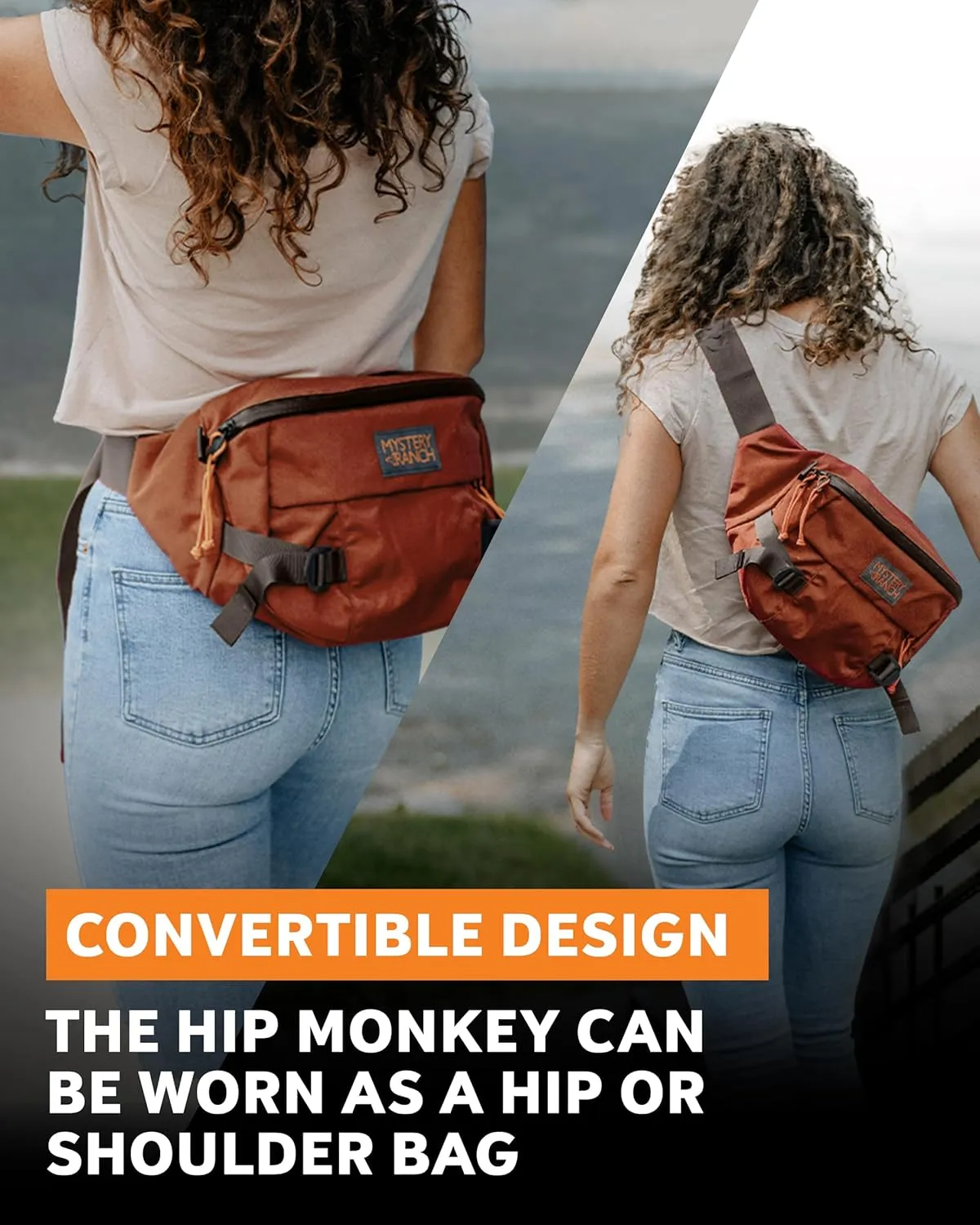 Mystery Ranch Hip Monkey Fanny Pack - Adjustable Hip or Shoulder Bag Perfect for Travel, Hiking & Everyday Carry - 8L, White X Grid