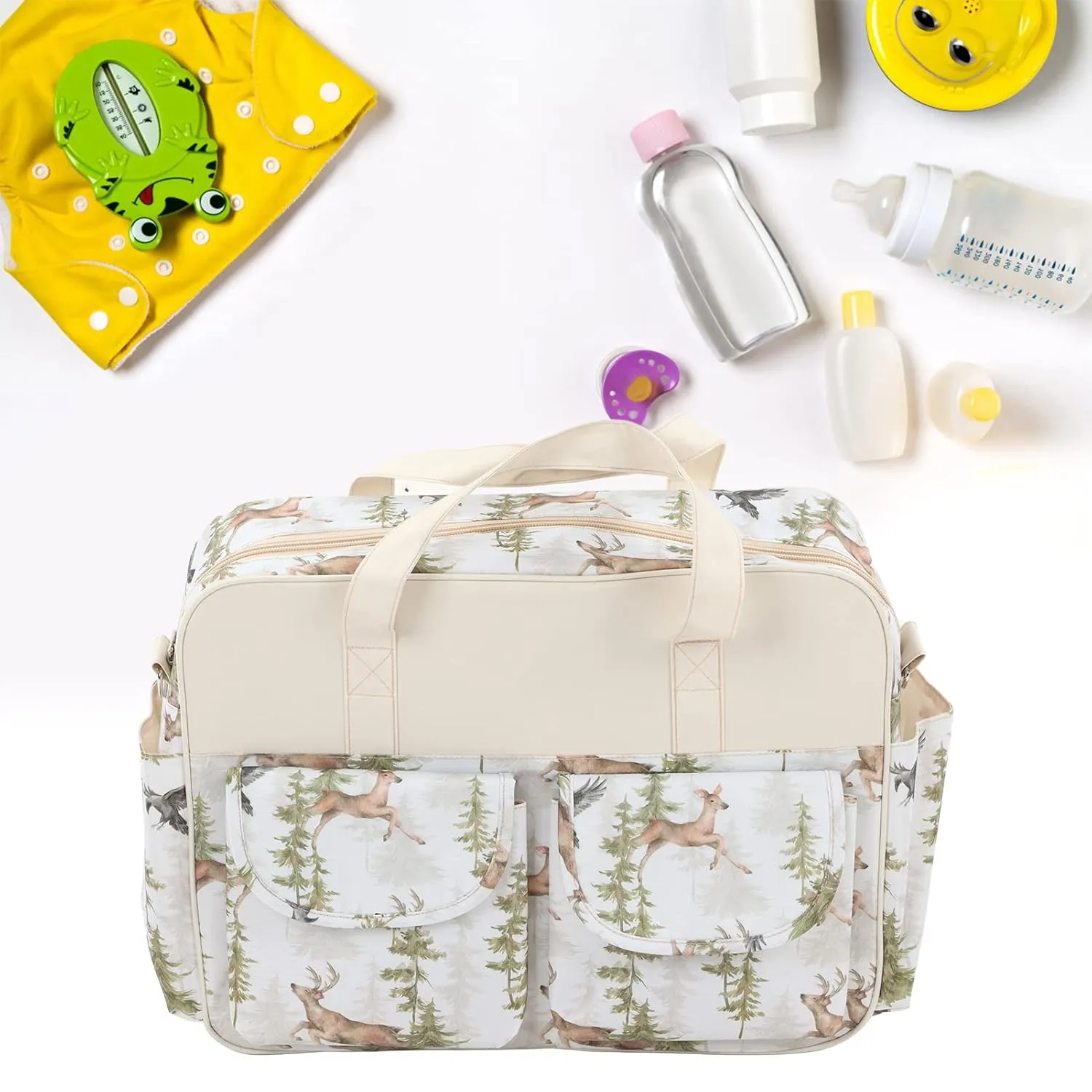 Nappy Changing Bags, Bump Resistant Diaper Bag Backpack Waterproof for Mom and Dad (Forest Elk)