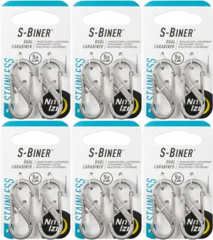 Nite Ize S-Biner Stainless Steel #1 Brushed Dual-Carabiners 5lb (6-Pack of 2)
