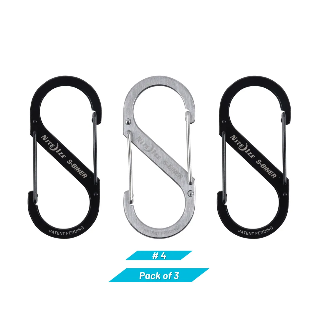 Nite Ize S-Biner Stainless Steel Dual Carabiner - Pack of 3 - Black/Stainless/Black