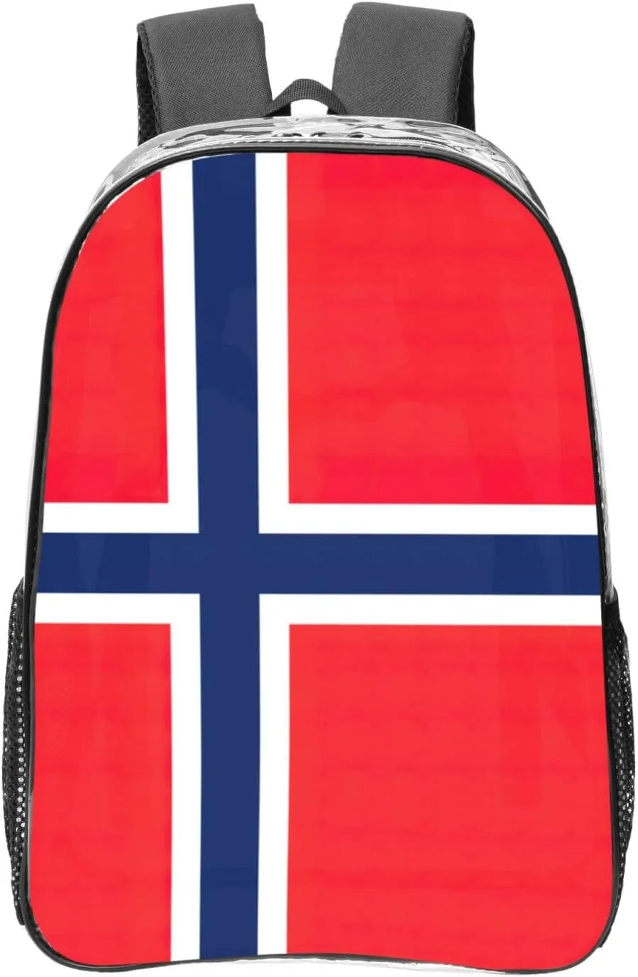 Norwegian Flag Clear Backpack,High Capacity Clear Bag For Travel,Work,Festival, Concerts Women Men Unisex