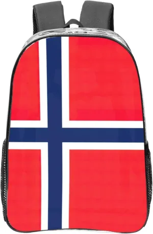 Norwegian Flag Clear Backpack,High Capacity Clear Bag For Travel,Work,Festival, Concerts Women Men Unisex
