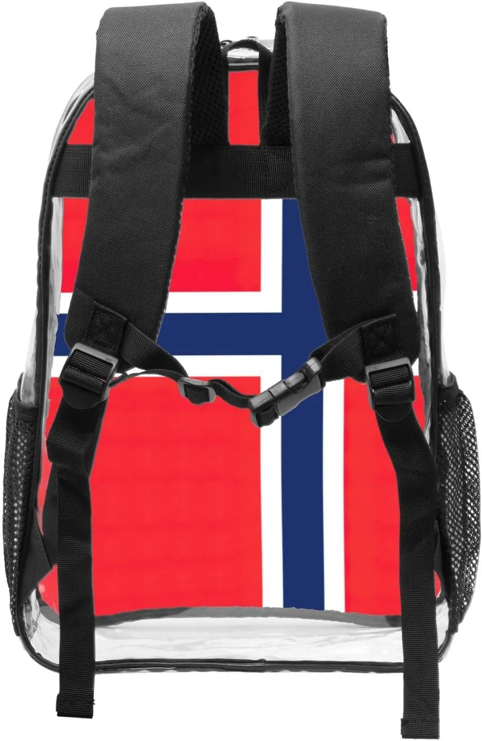 Norwegian Flag Clear Backpack,High Capacity Clear Bag For Travel,Work,Festival, Concerts Women Men Unisex