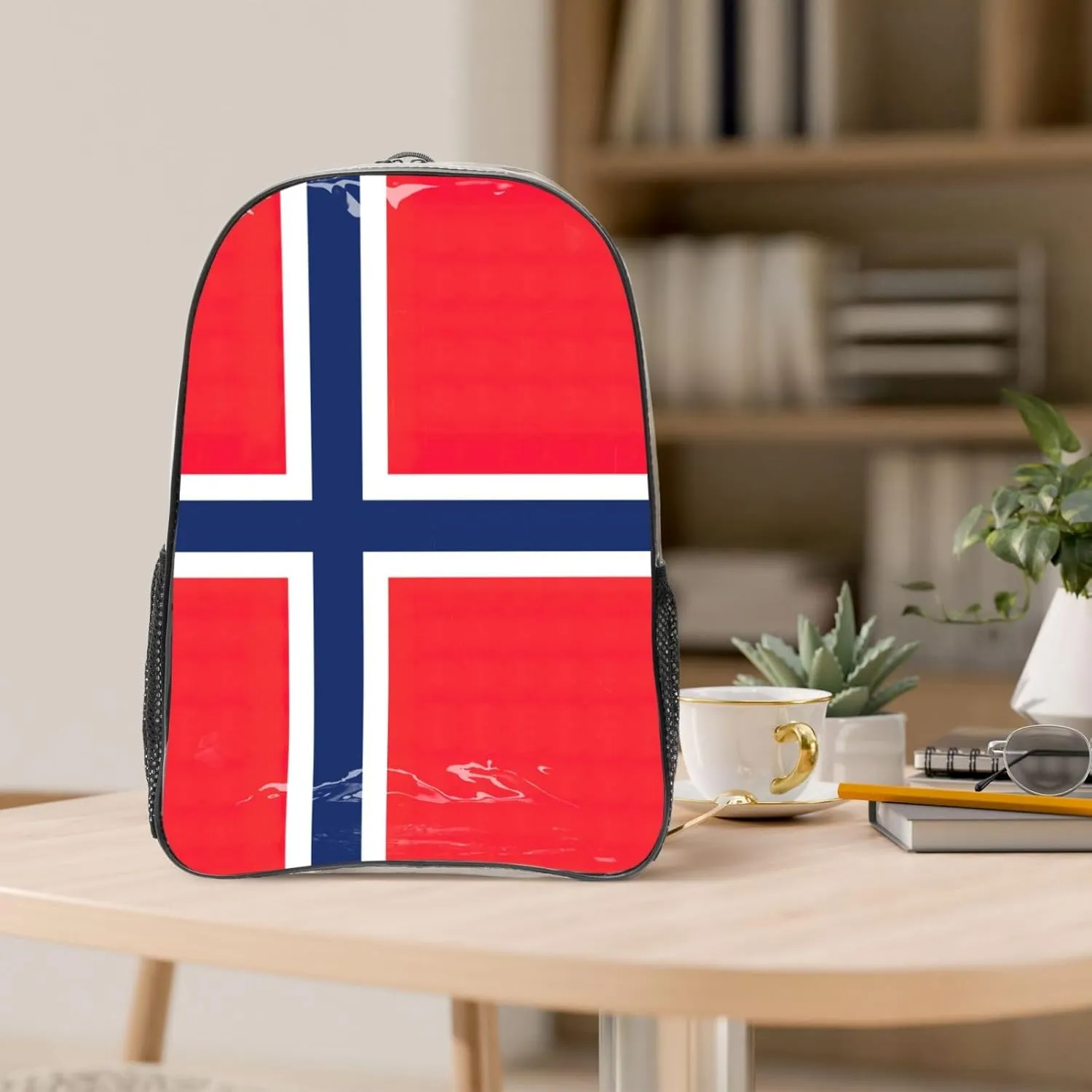 Norwegian Flag Clear Backpack,High Capacity Clear Bag For Travel,Work,Festival, Concerts Women Men Unisex