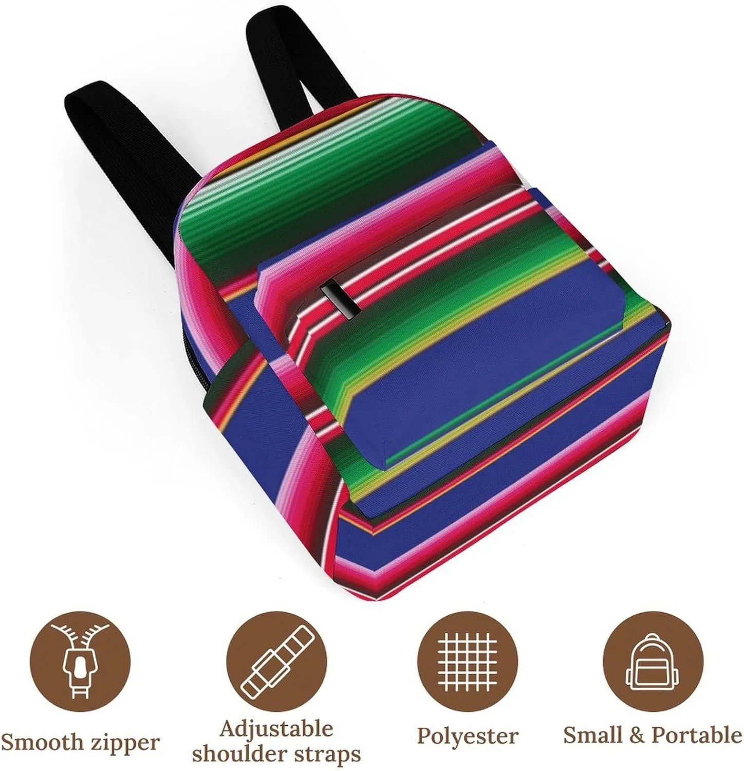 Novel And Colorful Blanket Stripes Casual Women's Backpack, Lightweight, Waterproof, Versatile Daily Bag