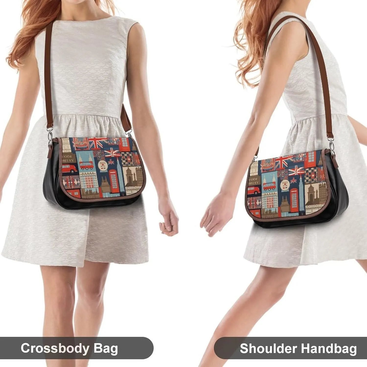 Novelty Boho Abstract Flowers Crossbody Bags for Women Travel Shoulder Bag Small Leather Cross Body Handbags