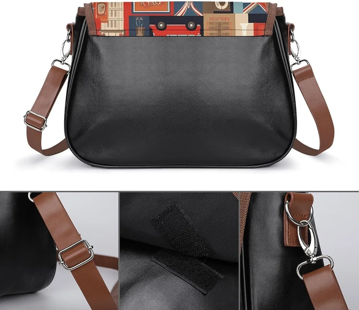 Novelty Boho Abstract Flowers Crossbody Bags for Women Travel Shoulder Bag Small Leather Cross Body Handbags