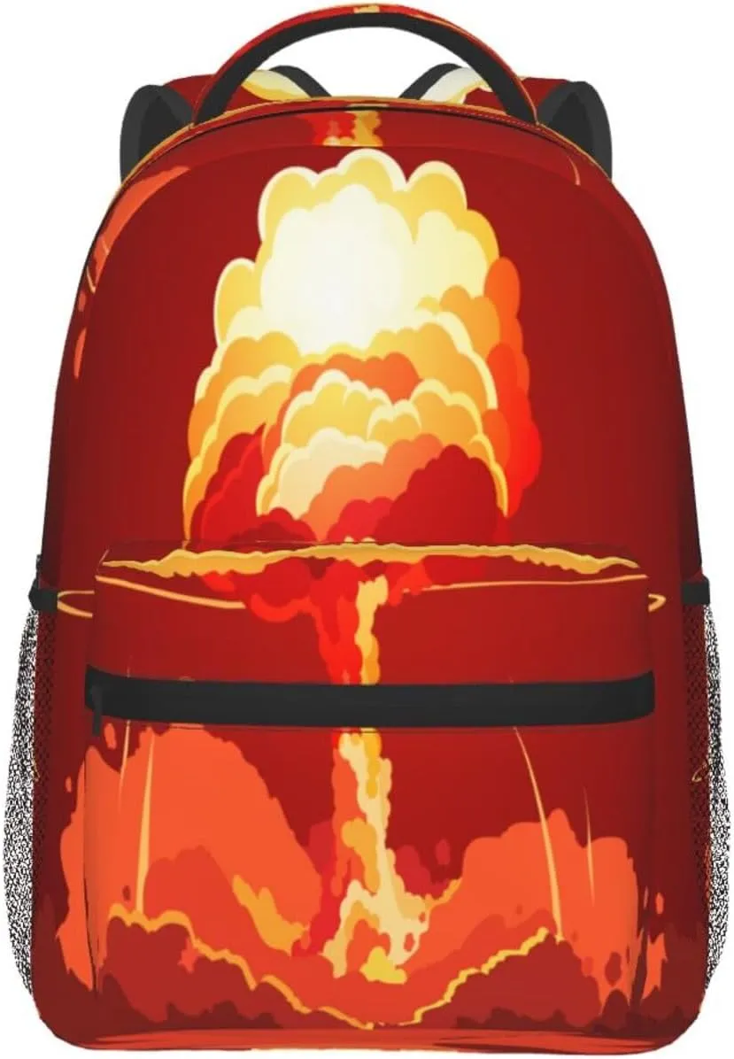 Nuclear Explosion Fireball Mushroom Cloud Backpack for Men Women, Travel Laptop Backpack Computer Bag Daypack for Business Work Weekender