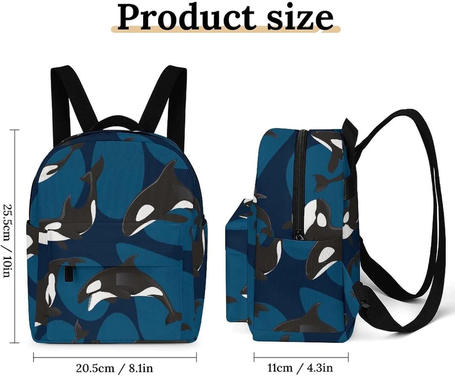 Ocean Orca Killer Whale Casual Women's Backpack, Lightweight, Waterproof, Versatile Daily Bag